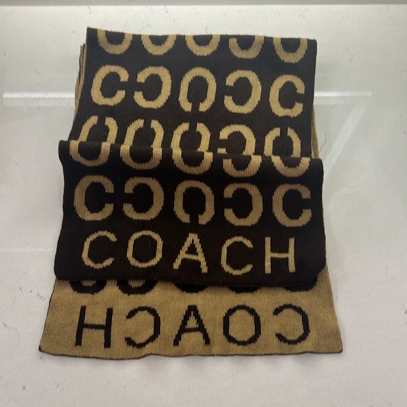 Coach scarf - with coach logo - brown and tan color - Picture 4 of 8